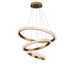 Contemporary K9 Crystal Halo Circle Foyer Chandelier